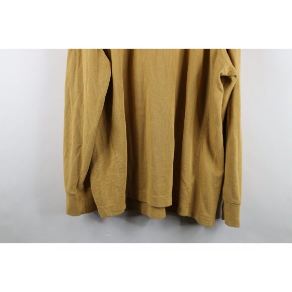 Vintage Eddie Bauer Mens 2XL XXL Faded Thermal Waffle Knit Henley T-Shirt Yellow - Picture 10 of 10